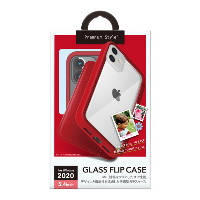 【iPhone12 mini ケース】ガラスフリップケース (レッド)サブ画像