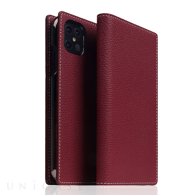 【iPhone12 Pro Max ケース】Full Grain Leather Case (Burgundy Rose)