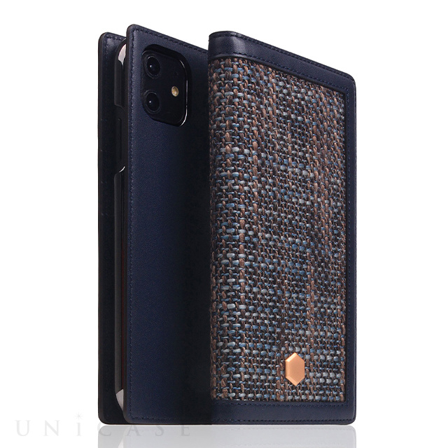 【iPhone12 mini ケース】Edition Calf Skin Leather Diary (ネイビー)