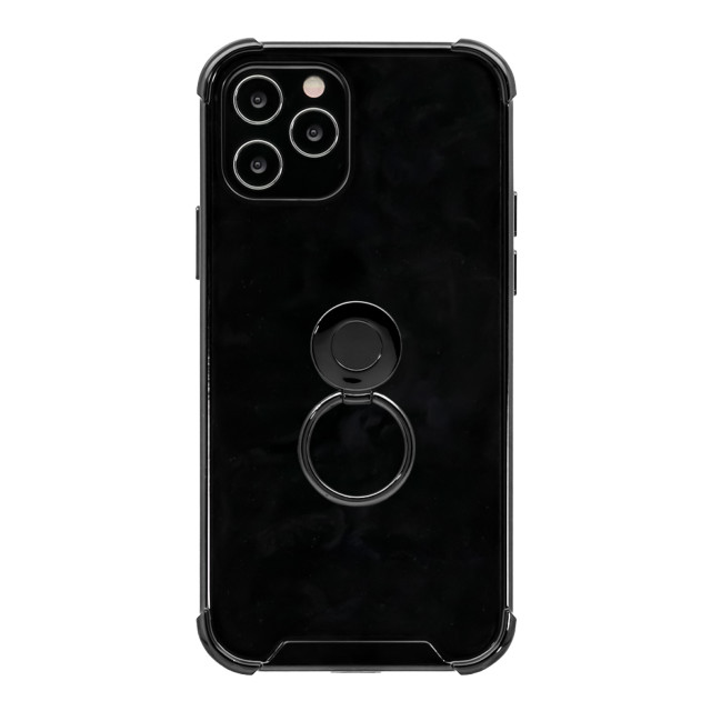 【iPhone12/12 Pro ケース】リング付ハイブリッド耐衝撃ケース (ブラック)サブ画像