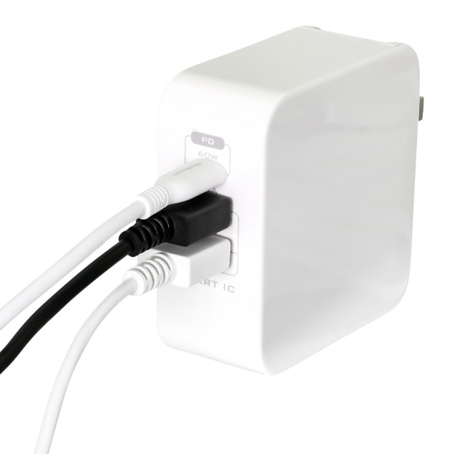 USB Power Delivery 対応 AC充電器 かしこく超速充電 USB PD 60W Type-C×1＋USB Type-A×2 合計60W (ホワイト)goods_nameサブ画像