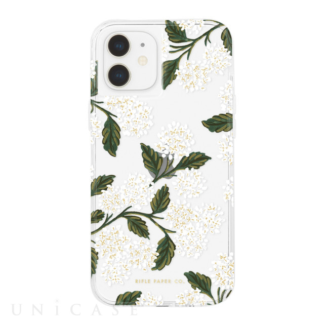 【iPhone12 mini ケース】RIFLE PAPER CO. 抗菌・耐衝撃ケース (Clear Hydrangea White)