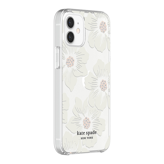 【iPhone12 mini ケース】Protective Hardshell Case (Hollyhock Floral Clear/Cream with Stones)