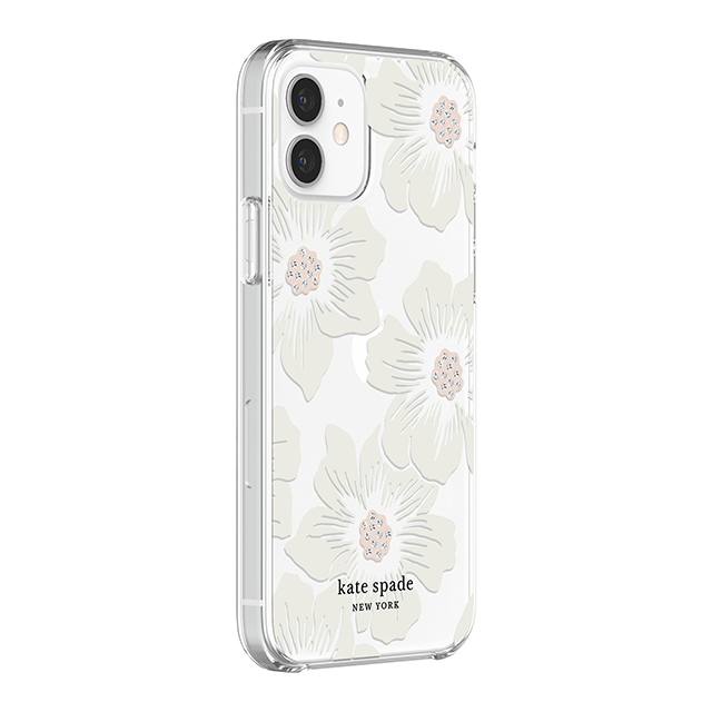 【iPhone12/12 Pro ケース】Protective Hardshell Case (Hollyhock Floral Clear/Cream with Stones)