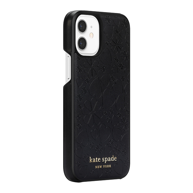 【iPhone12 mini ケース】Wrap Case (Black Crumbs/Clover Hearts Printed Pattern/Gold Sticker Logo)サブ画像