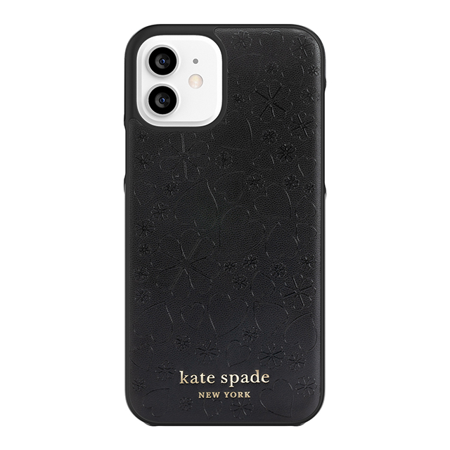【iPhone12/12 Pro ケース】Wrap Case (Black Crumbs/Clover Hearts Printed Pattern/Gold Sticker Logo)