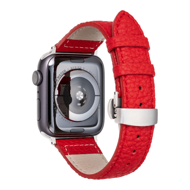 【Apple Watch バンド 49/45/44/42mm】German Shrunken-calf Watchband (Red) for Apple Watch Ultra2/SE(第2/1世代)/Series9/8/7/6/5/4/3/2/1サブ画像