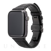 【Apple Watch バンド 45/44/42mm】German Shrunken-calf Watchband (Black) forApple Watch SE(第2/1世代)/Series8/7/6/5/4/3/2/1