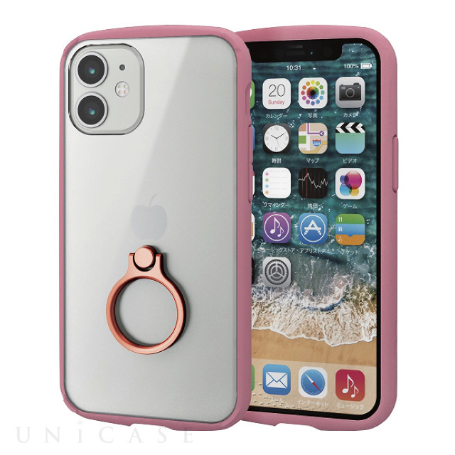 【iPhone12 mini ケース】ハイブリッドケース/TOUGH SLIM LITE/フレームカラー/リング付き (ピンク)