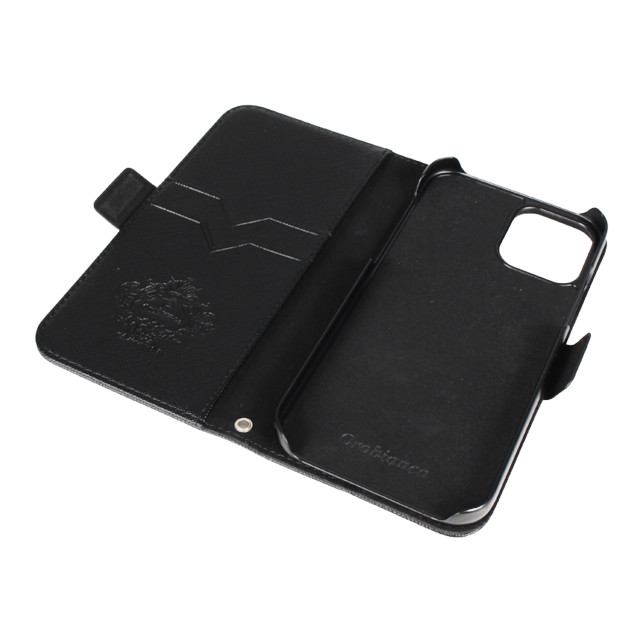 【iPhone12/12 Pro ケース】“サフィアーノ調” PU Leather Book Type Case (ブラック)サブ画像
