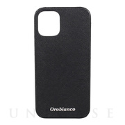 【iPhone12 mini ケース】“サフィアーノ調” PU Leather Back Case (ブラック)
