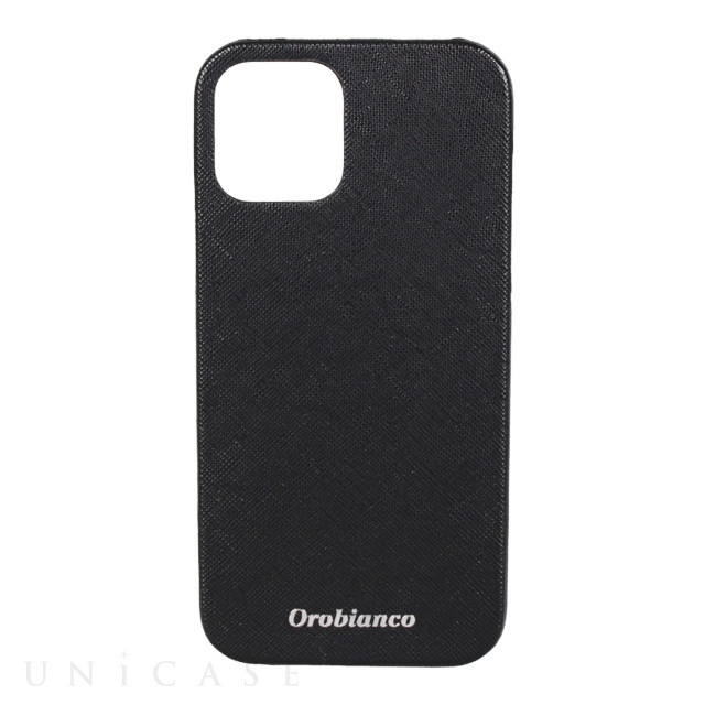 【iPhone12/12 Pro ケース】“サフィアーノ調” PU Leather Back Case (ブラック)