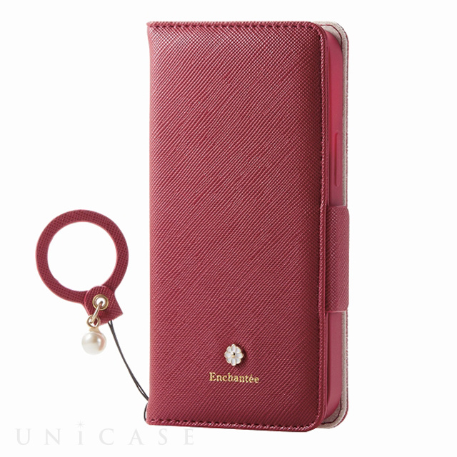 Iphone12 Mini ケース レザーケース Enchante E 磁石付き リング付き 手帳型 レッド Elecom Iphoneケースは Unicase