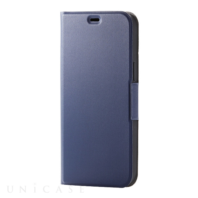 【iPhone12 Pro Max ケース】レザーケース UltraSlim 磁石付き 手帳型 (ネイビー)