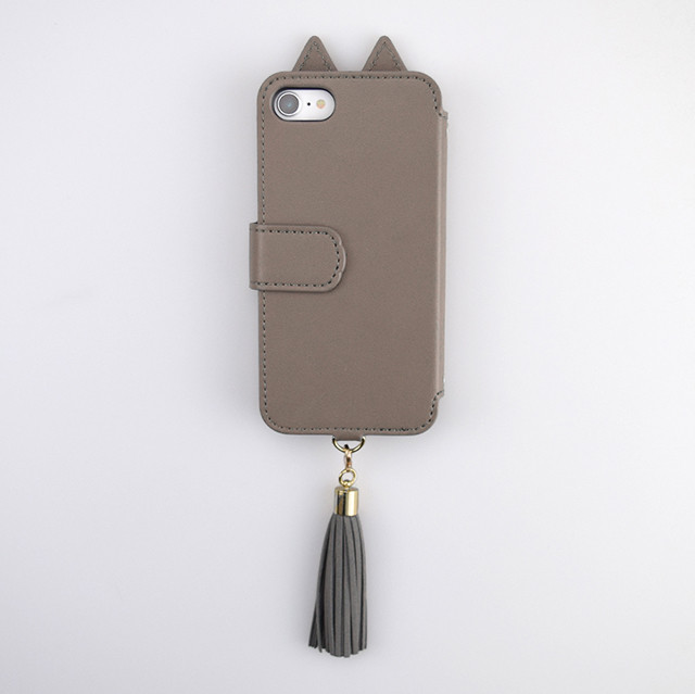 【アウトレット】【iPhoneSE(第3/2世代)/8/7 ケース】Tassel Tail Cat Flip Case for iPhoneSE(第2世代) (gray)サブ画像