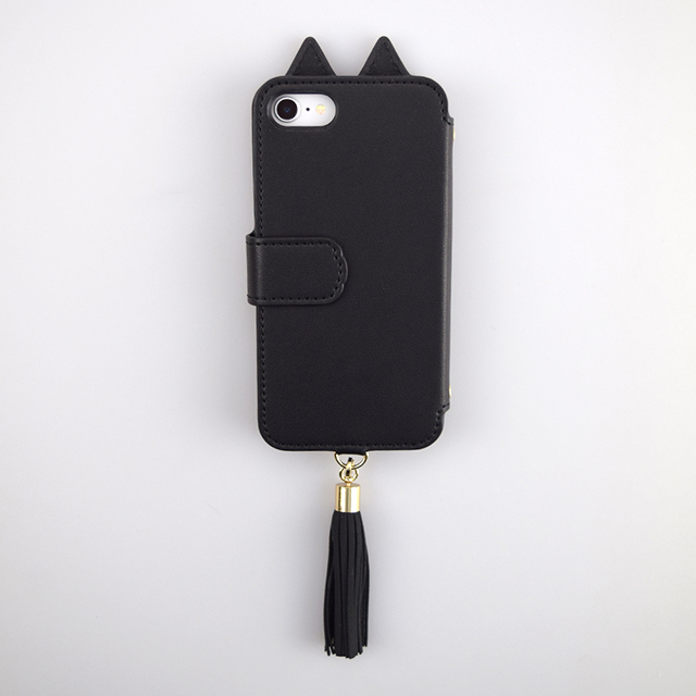 【アウトレット】【iPhoneSE(第3/2世代)/8/7 ケース】Tassel Tail Cat Flip Case for iPhoneSE(第2世代) (black)サブ画像