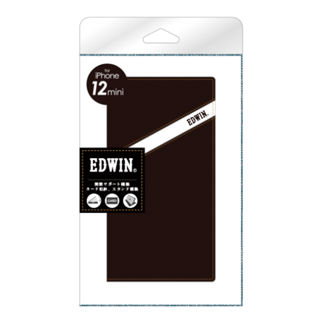 【iPhone12 mini ケース】EDWIN 手帳ケース (overlineデニム/ブラック)サブ画像
