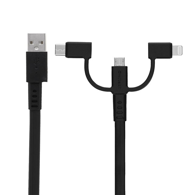 Lightning＋USB Type-C＋microUSB マルチコネクタータイプ 超タフ巻き取り 3 in 1 ケーブル OWL-CBRKMLCシリーズ (ブラック)goods_nameサブ画像