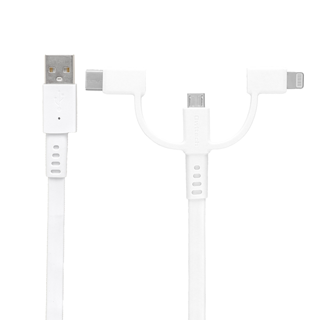 Lightning＋USB Type-C＋microUSB マルチコネクタータイプ 超タフ巻き取り 3 in 1 ケーブル OWL-CBRKMLCシリーズ (ホワイト)goods_nameサブ画像