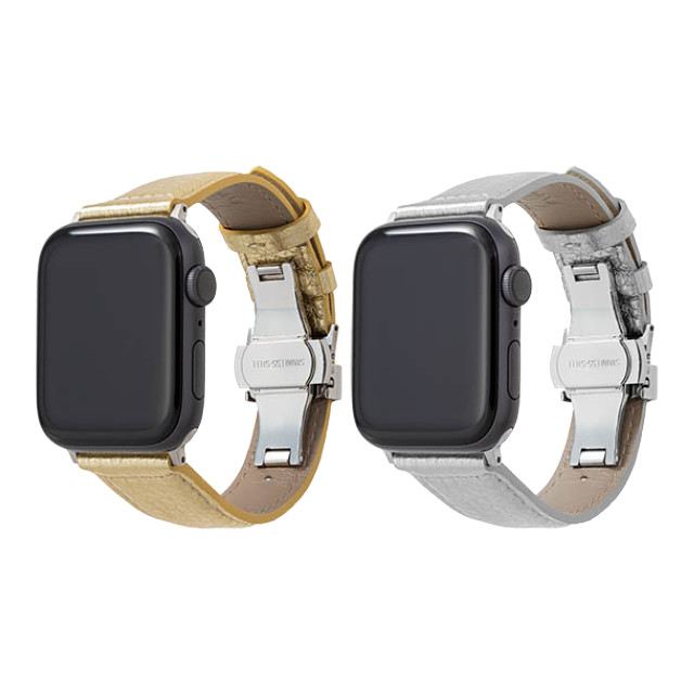 【Apple Watch バンド 41/40/38mm】PikaPika Leather Watchband (Silver) for Apple Watch SE(第2/1世代)/Series9/8/7/6/5/4/3/2/1サブ画像