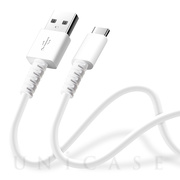 充電/通信 やわらかケーブル USB-A to USB-C 2.0m (ホワイト)