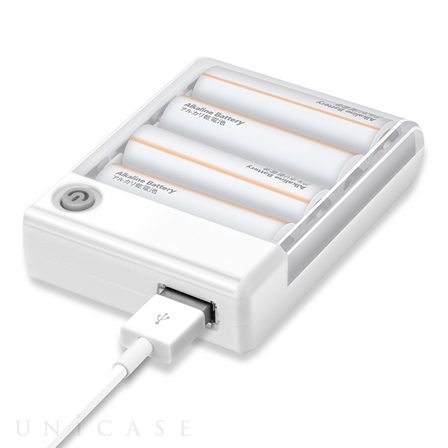 USBポート搭載 乾電池式充電器 1A出力 (ホワイト)