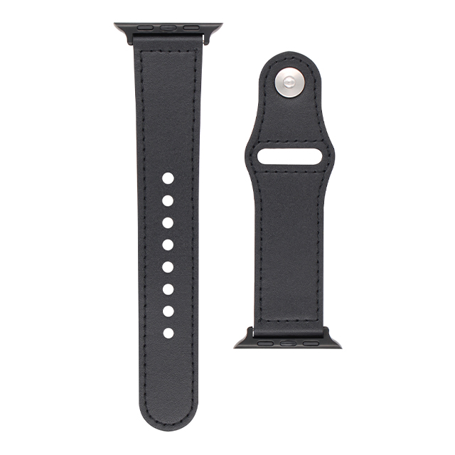 【Apple Watch バンド 49/45/44/42mm】レザーバンド (ブラック) for Apple Watch Ultra2/1/SE(第2/1世代)/Series9/8/7/6/5/4/3/2/1サブ画像