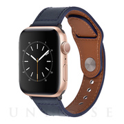 【Apple Watch バンド 49/45/44/42mm】レザーバンド (ネイビー) for Apple Watch Ultra2/1/SE(第2/1世代)/Series9/8/7/6/5/4/3/2/1