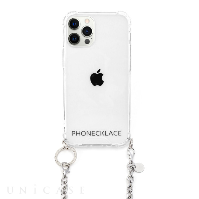 iPhone12/12 Pro ケース】チェーンショルダーストラップ付きクリアケース (シルバー) PHONECKLACE iPhoneケースは  UNiCASE