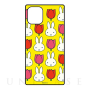 【iPhone12 mini ケース】ミッフィー miffy and tulips スクエアガラスケース (イエロー)