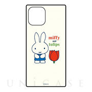 【iPhone12 Pro Max ケース】ミッフィー miffy and tulips スクエアガラスケース (ホワイト)