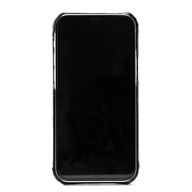 【iPhone12 mini ケース】イタリアンレザー クロコバックカバーケース (ブラック)goods_nameサブ画像