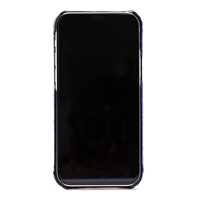 【iPhone12/12 Pro ケース】イタリアンレザー クロコバックカバーケース (ネイビー)サブ画像