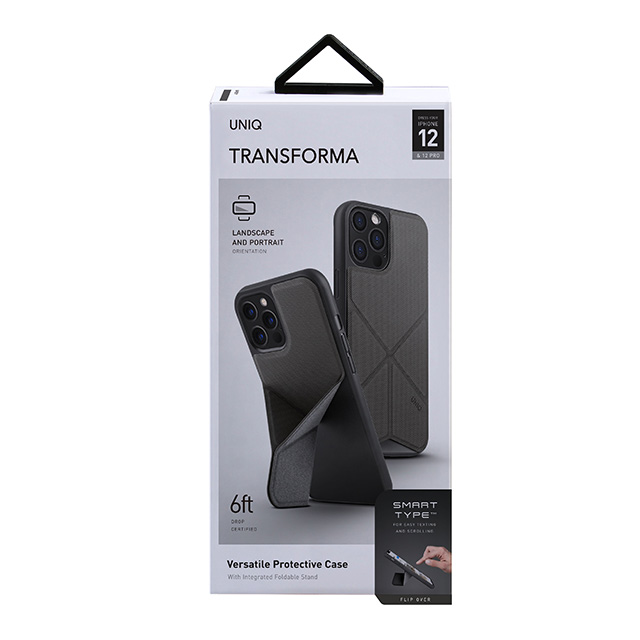 【iPhone12/12 Pro ケース】Transeorma 耐衝撃ハイブリッド素材採用 折り畳み式スタンド ハードケース (グレー)サブ画像