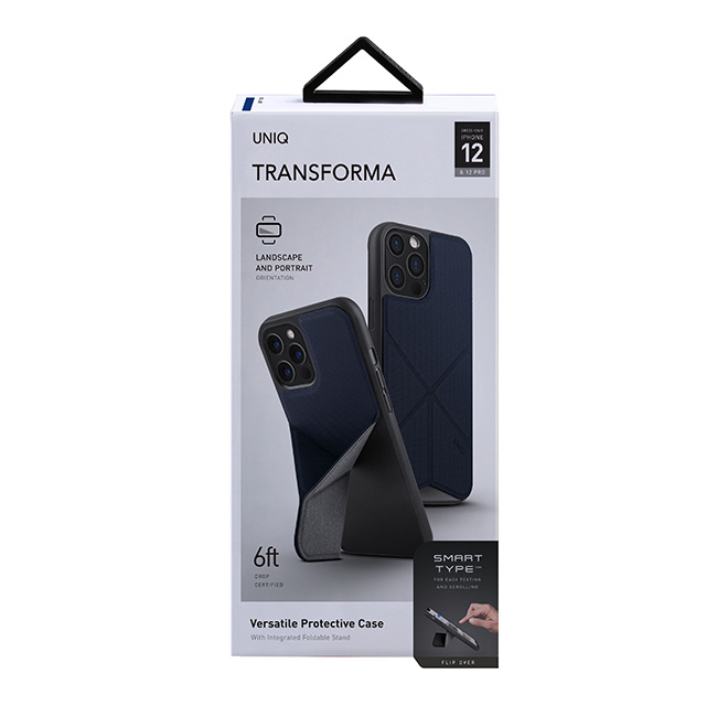 【iPhone12/12 Pro ケース】Transeorma 耐衝撃ハイブリッド素材採用 折り畳み式スタンド ハードケース (ブルー)サブ画像