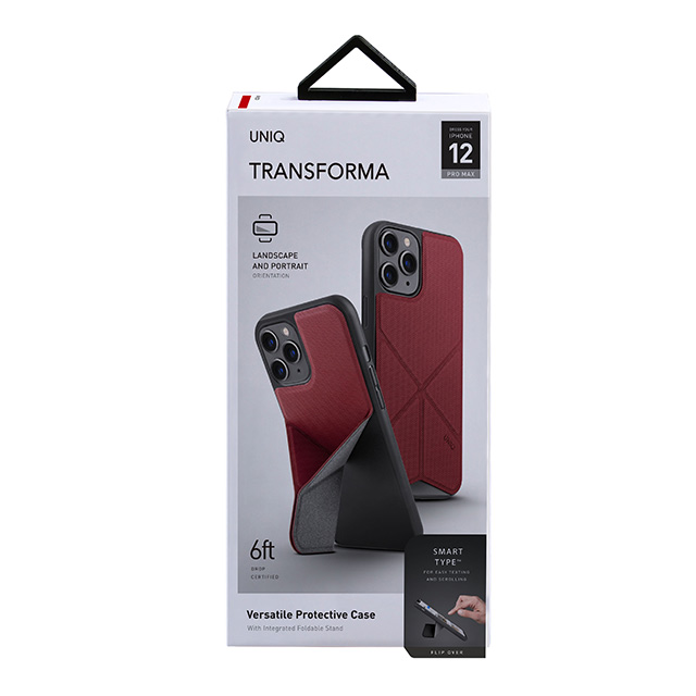 【iPhone12 Pro Max ケース】Transeorma 耐衝撃ハイブリッド素材採用 折り畳み式スタンド ハードケース (レッド)サブ画像