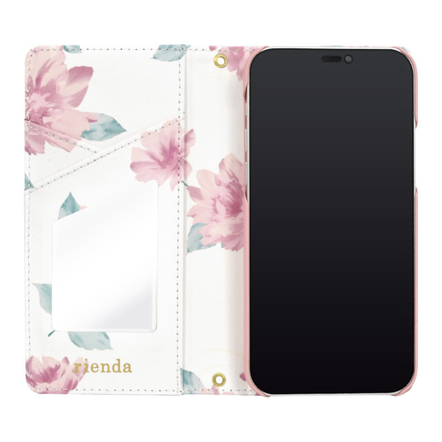 【iPhone12/12 Pro ケース】rienda プリント手帳 (Lace Flower/ホワイト)サブ画像