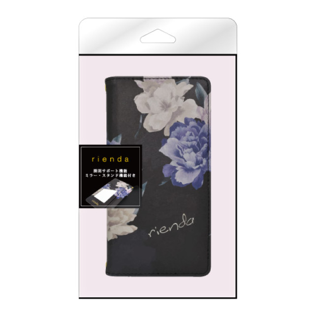 【iPhone12/12 Pro ケース】rienda プリント手帳 (Layer Flower/ブラック)サブ画像