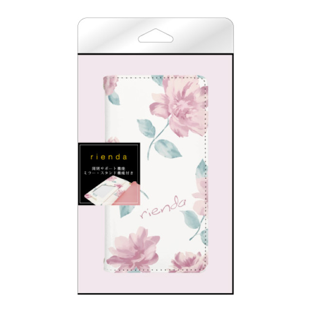 【iPhone12 mini ケース】rienda プリント手帳 (Lace Flower/ホワイト)サブ画像