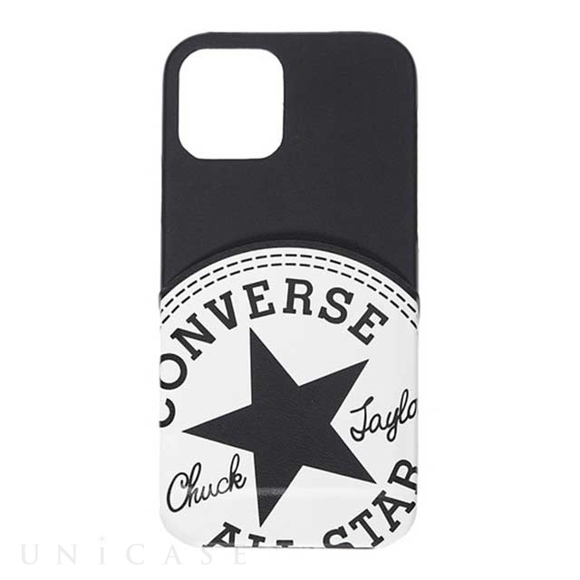 【iPhone12/12 Pro ケース】Big Circle Logo PU Leather Back Case カードポケット付き (BLACK)