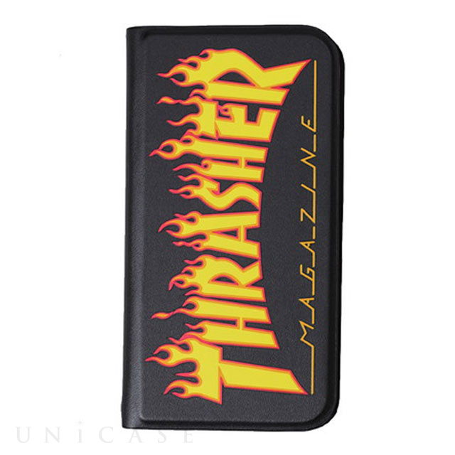 【iPhone12 mini ケース】FLAME MAGZINE Logo PU Leather Book Type Case (BLK/FLAME)