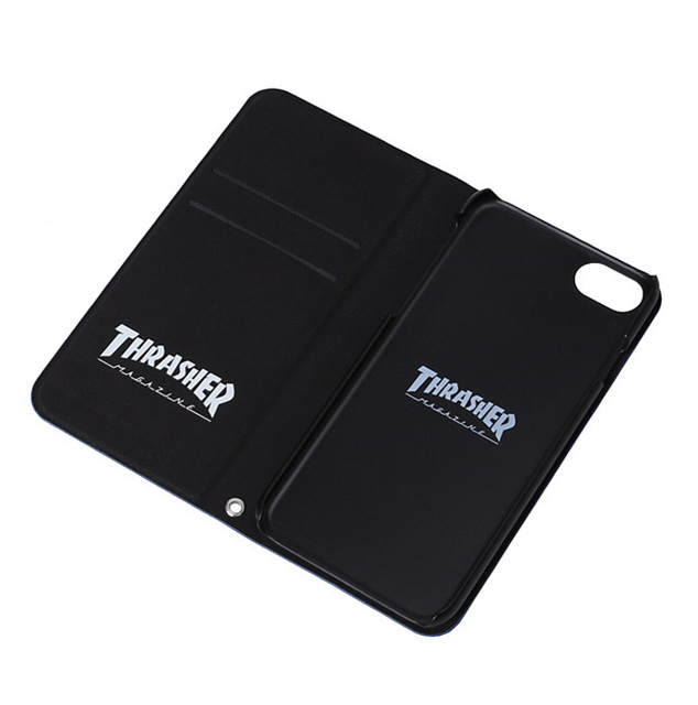 【iPhoneSE(第3/2世代)/8/7 ケース】FLAME MAGZINE Logo PU Leather Book Type Case (NVY/FLAME)サブ画像