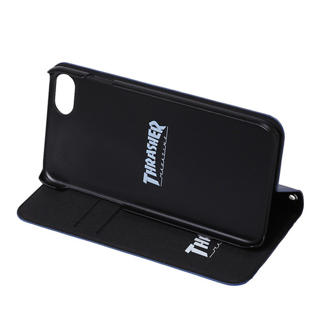 【iPhoneSE(第3/2世代)/8/7 ケース】FLAME MAGZINE Logo PU Leather Book Type Case (NVY/FLAME)サブ画像