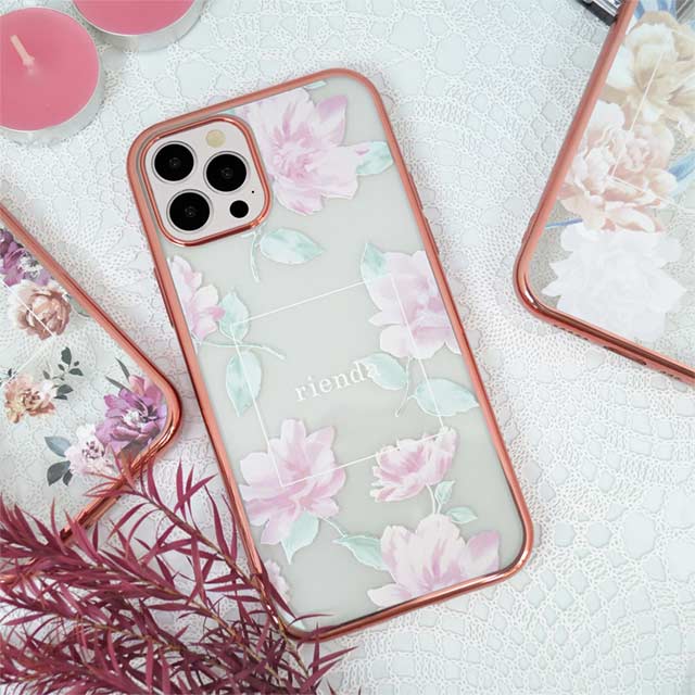 【iPhone12 Pro Max ケース】rienda メッキクリアケース (Lace Flower/ピンク)サブ画像