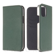 【iPhone12 mini ケース】German Shrunken Calf Folio Case (Vert Anglais×Black)