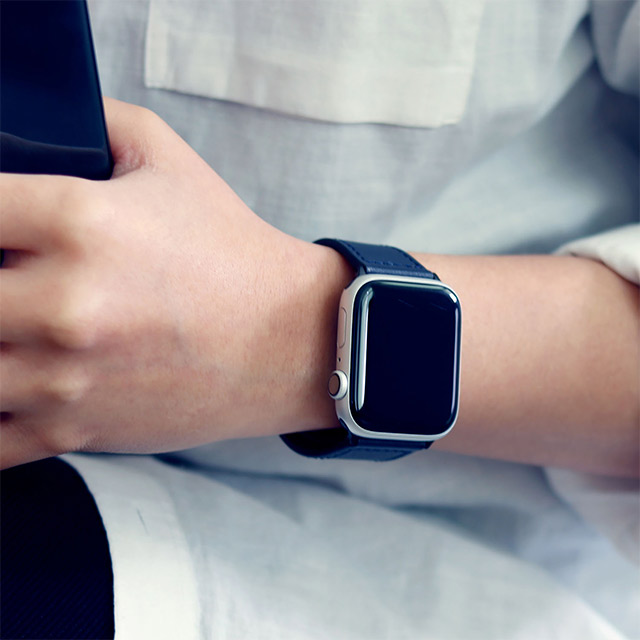 【Apple Watch バンド 41/40/38mm】GENUINE LEATHER STRAP (ネイビー) for Apple Watch SE(第2/1世代)/Series9/8/7/6/5/4/3/2/1サブ画像