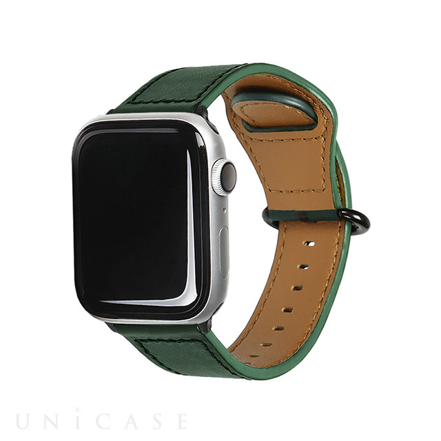 【Apple Watch バンド 41/40/38mm】GENUINE LEATHER STRAP (ディープグリーン) for Apple Watch SE(第2/1世代)/Series9/8/7/6/5/4/3/2/1