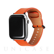 【Apple Watch バンド 49/45/44/42mm】GENUINE LEATHER STRAP (オレンジ) for Apple Watch Ultra2/SE(第2/1世代)/Series9/8/7/6/5/4/3/2/1