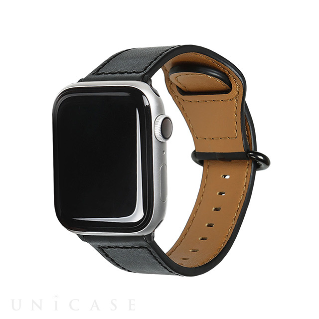 【Apple Watch バンド 49/45/44/42mm】GENUINE LEATHER STRAP (ブラック) for Apple Watch Ultra2/SE(第2/1世代)/Series9/8/7/6/5/4/3/2/1