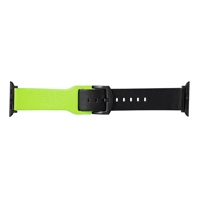 【Apple Watch バンド 49/45/44/42mm】“NEON” Italian Genuine Leather Watchband (Neon Green/Black) for Apple Watch Ultra2/SE(第2/1世代)/Series9/8/7/6/5/4/3/2/1サブ画像